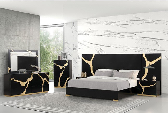 Furniture of America - Goldsberg Dresser with Mirror in Black/Gold - FM7425BK-DM Furniture of America - Goldsberg Dresser with Mirror in Black/Gold - FM7425BK-DM