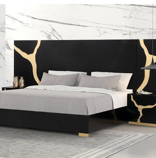 Furniture of America - Goldsberg 5 Piece King Bedroom Set in Black/Gold - FM7425BK-WP-EK-5SET - GreatFurnitureDeal
