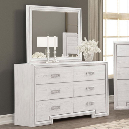 Furniture of America - Basilone Dresser in Rustic White - FM7440WH-D - GreatFurnitureDeal