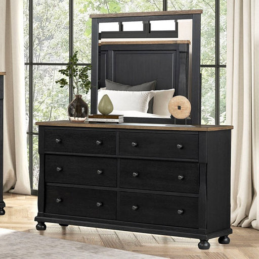 Furniture of America - Neue Mills Dresser in Black/Rustic Oak - FM79009BK-D - GreatFurnitureDeal