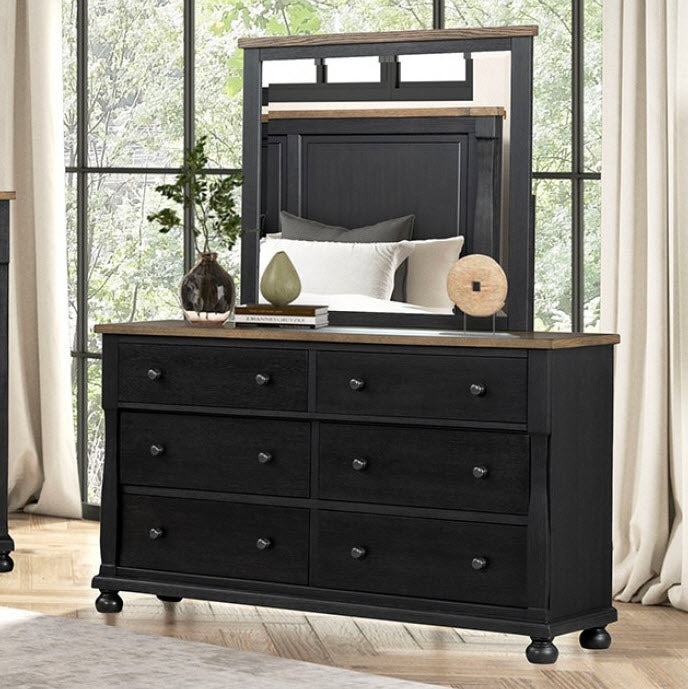 Furniture of America - Neue Mills Dresser in Black/Rustic Oak - FM79009BK-D - GreatFurnitureDeal