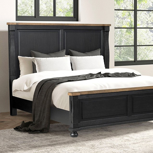 Furniture of America - Neue Mills King Bed in Black/Rustic Oak - FM79009BK-EK - GreatFurnitureDeal