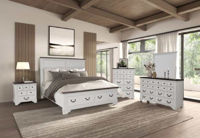 white bed with brown dresser Combining Elegance: How to Mix Brown and White Bedroom Furniture Grove