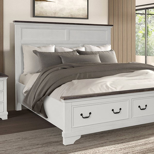 Furniture of America - Hampstead Queen Bed in White/Dark Brown - FM79014WH-Q - GreatFurnitureDeal