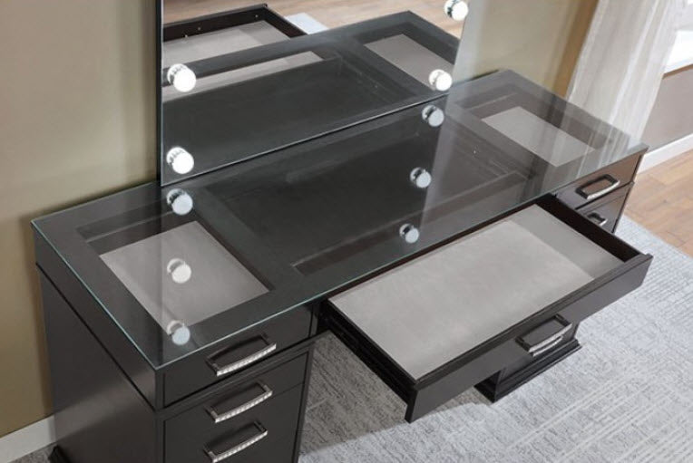 Furniture of America - Valentina Vanity Set in Obsidian Gray - FOA-DK5682DG-PK - GreatFurnitureDeal