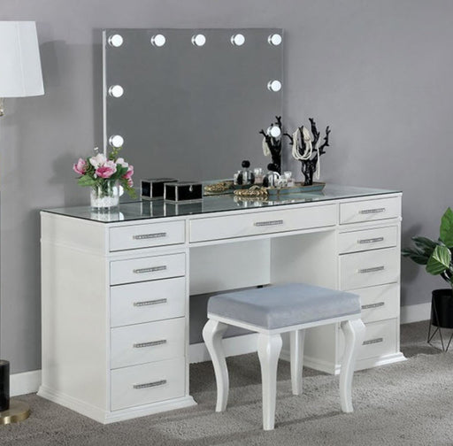 Furniture of America - Valentina Vanity Set in Luminous White - FOA-DK5682WH-PK - GreatFurnitureDeal