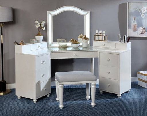 Furniture of America - Tracie Vanity Set in Luminous White - FOA-DK5686WH-PK - GreatFurnitureDeal
