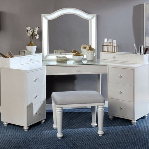 Furniture of America - Tracie Vanity Set in Luminous White - FOA-DK5686WH-PK - GreatFurnitureDeal