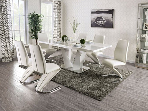 Furniture of America - Zain 7 Piece Dining Table Set in White, Chrome - FOA3742T-CM3650SC-7SET - GreatFurnitureDeal