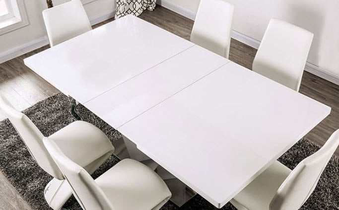 Furniture of America - Zain 7 Piece Dining Table Set in White, Chrome - FOA3742T-CM3650SC-7SET - GreatFurnitureDeal