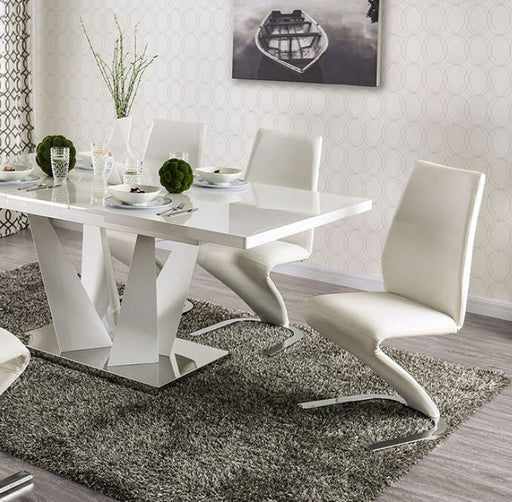 Furniture of America - Zain 7 Piece Dining Table Set in White, Chrome - FOA3742T-CM3650SC-7SET - GreatFurnitureDeal
