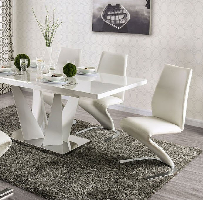 Furniture of America - Zain 7 Piece Dining Table Set in White, Chrome - FOA3742T-CM3650SC-7SET - GreatFurnitureDeal