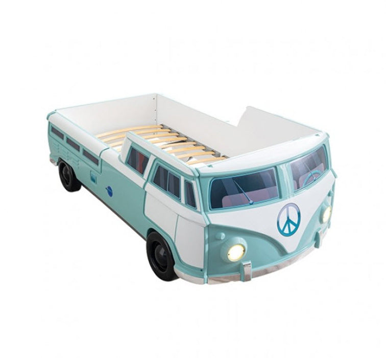 Furniture of America - Axel Peace Bus Twin Bed in Teal - FOA7726TL-BED - GreatFurnitureDeal