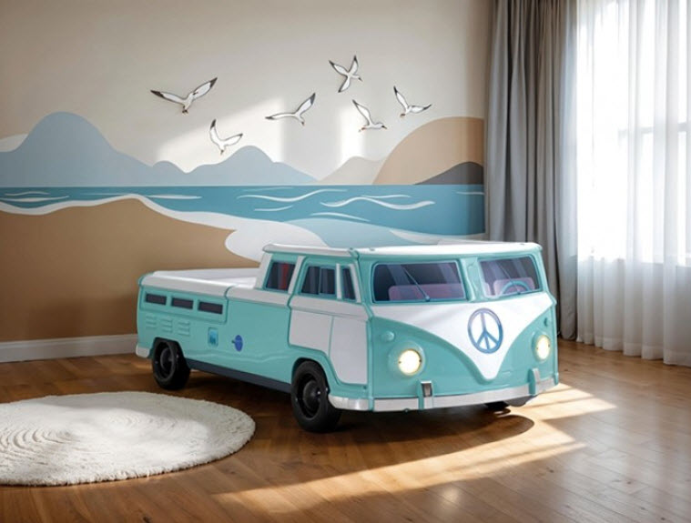 Furniture of America - Axel Peace Bus Twin Bed in Teal - FOA7726TL-BED - GreatFurnitureDeal