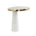 Worlds Away - Oval Side Table With Brass Top And White Marble Pedestal Base - FONTAINE - GreatFurnitureDeal