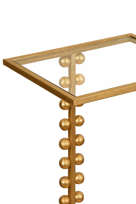 Worlds Away - Foster Ball Lined Cigar Table With Glass Top In Gold Leaf - FOSTER G