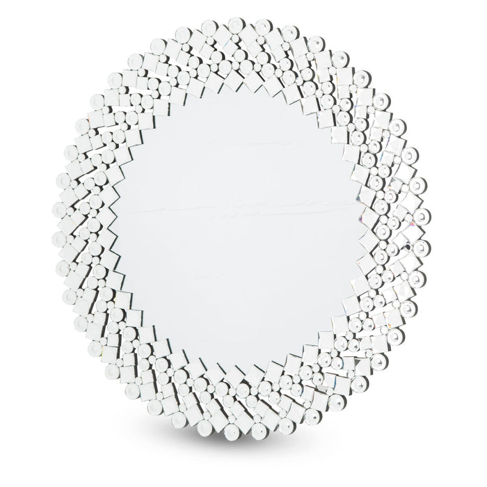 AICO Furniture - Montreal"Round Facet Silver Mirror - FS-MNTRL-8017 - GreatFurnitureDeal
