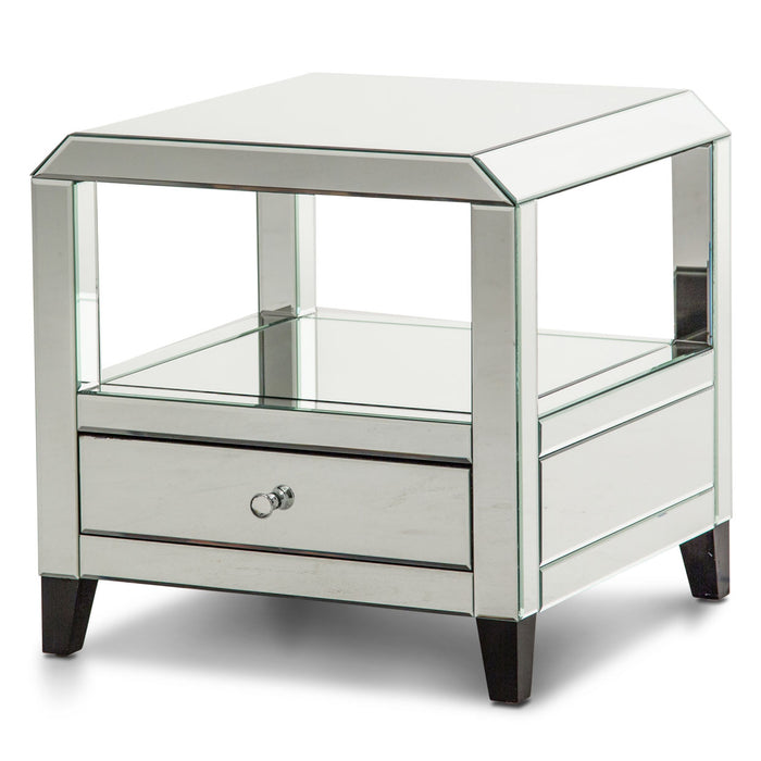 AICO Furniture - Montreal Mirrored Square Accent Table w/Drawer - FS-MNTRL222H - GreatFurnitureDeal