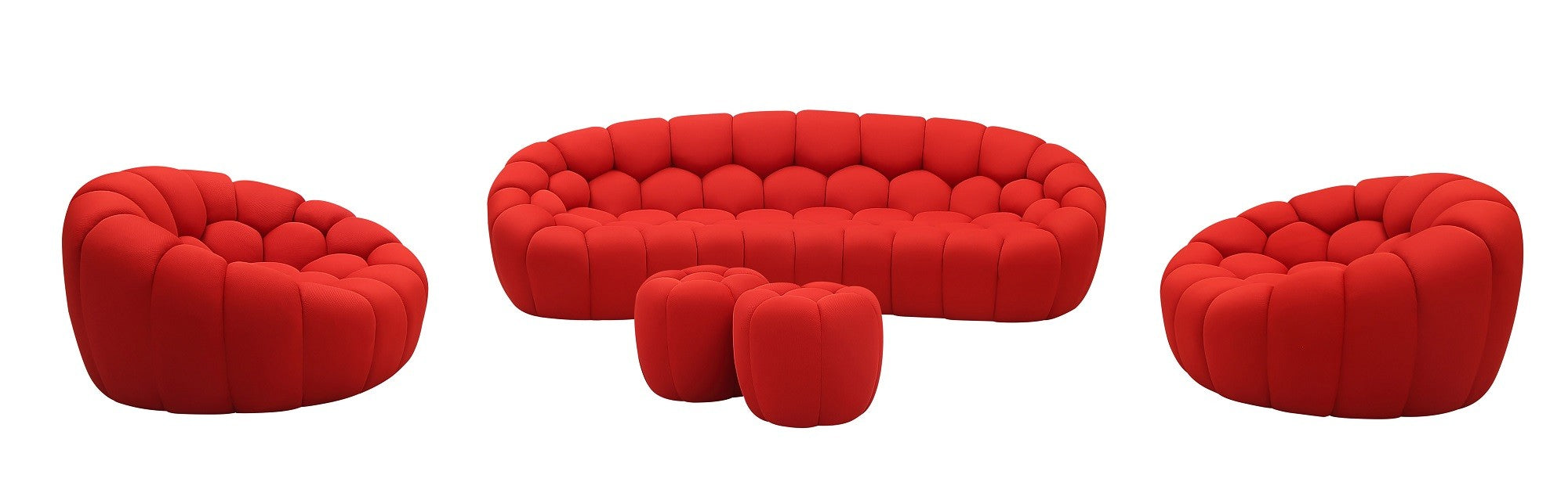 J&M Furniture - Fantasy 5 Piece Sofa Living Room Set in Red - 18442-5SET-R - GreatFurnitureDeal