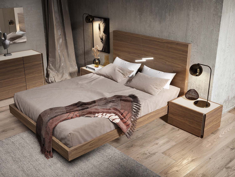 J&M Furniture - Faro Walnut with Light Grey 5 Piece Queen Premium Bedroom Set - 17862-Q-5SET-WAL-LIGHT GREY