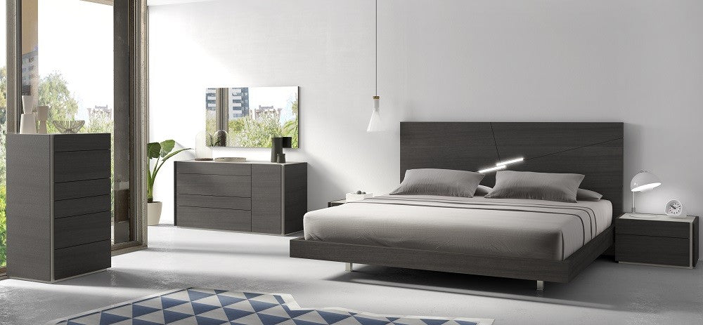 J&M Furniture - Faro Wenge with Light Grey 5 Piece Eastern King Premium Bedroom Set - 1786722-EK-5SET-WEN-LIGHT GREY - GreatFurnitureDeal