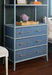 Worlds Away - Three Drawer Etagere With Bamboo Detail In Blue Dyed Grasscloth And Light Blue Matte Lacquer - FLYNN BL - GreatFurnitureDeal