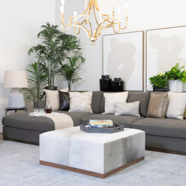 Felix Large Leather Ottoman in Frosted Hide - AT075-FH