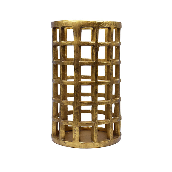 Worlds Away - Medium Pillar Candle Holder In Brass Finish - GAGE MED - GreatFurnitureDeal