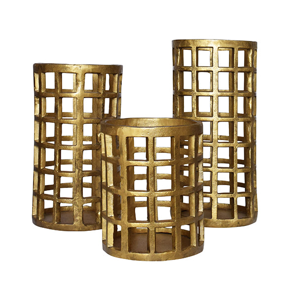 Worlds Away - Medium Pillar Candle Holder In Brass Finish - GAGE MED - GreatFurnitureDeal