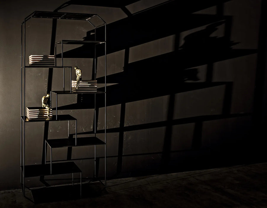 NOIR Furniture - Marquise Bookcase, Black Metal - GBCS218MTB - GreatFurnitureDeal