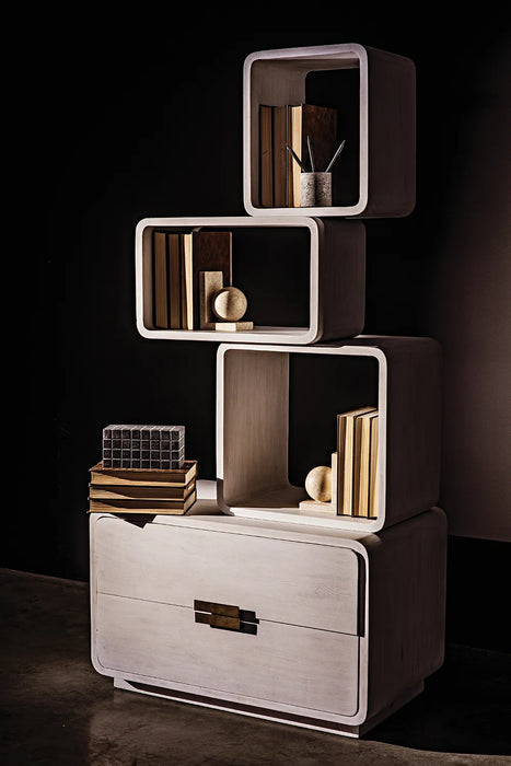 NOIR Furniture - Belini Bookcase, White Wash - GBCS239WH