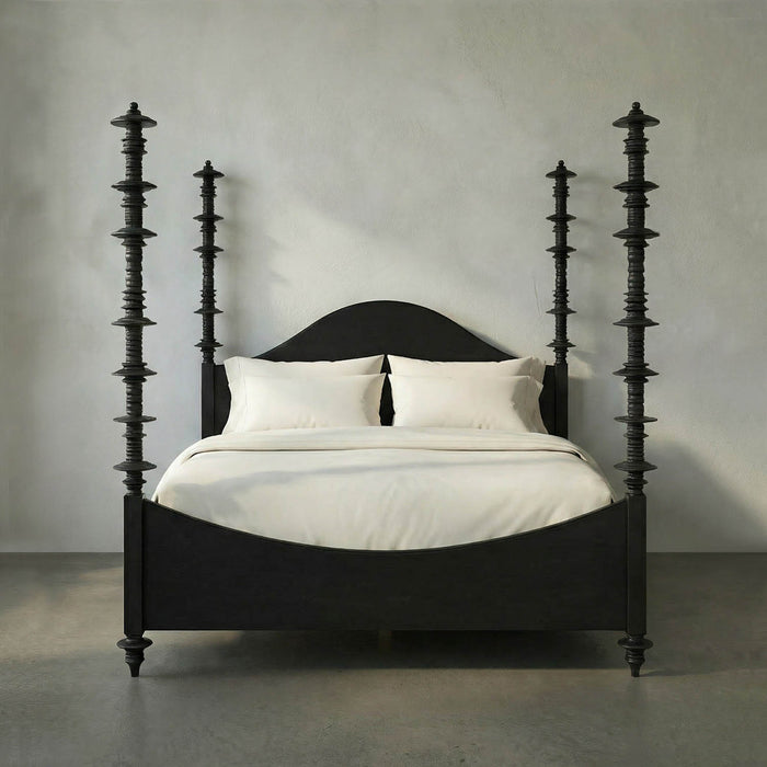 NOIR Furniture - Venice California King Bed in Hand Rubbed Black - GBED109CKHB - GreatFurnitureDeal