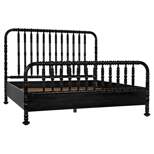 NOIR Furniture - Bachelor Bed Eastern King in Hand Rubbed Black - GBED112EKHB - GreatFurnitureDeal