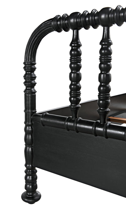 NOIR Furniture - Bachelor Bed Queen in Hand Rubbed Black - GBED112QHB