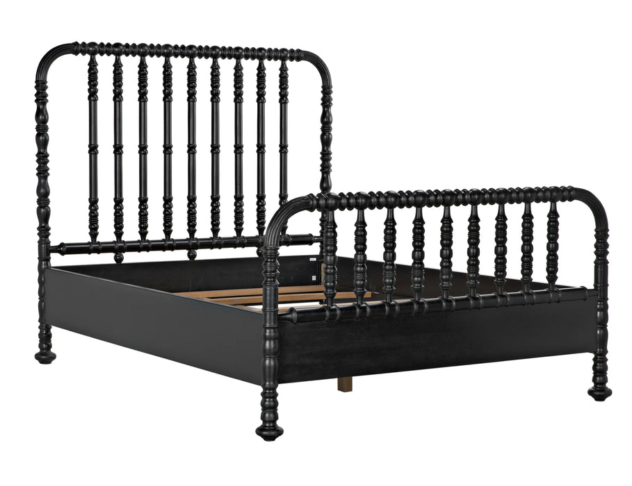 NOIR Furniture - Bachelor Bed Queen in Hand Rubbed Black - GBED112QHB - GreatFurnitureDeal