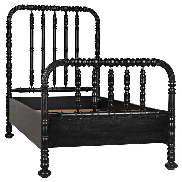 NOIR Furniture - Bachelor Twin Bed, Hand Rubbed Black - GBED112THB - GreatFurnitureDeal