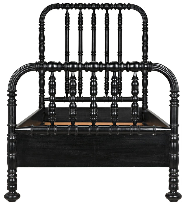 NOIR Furniture - Bachelor Twin Bed, Hand Rubbed Black - GBED112THB