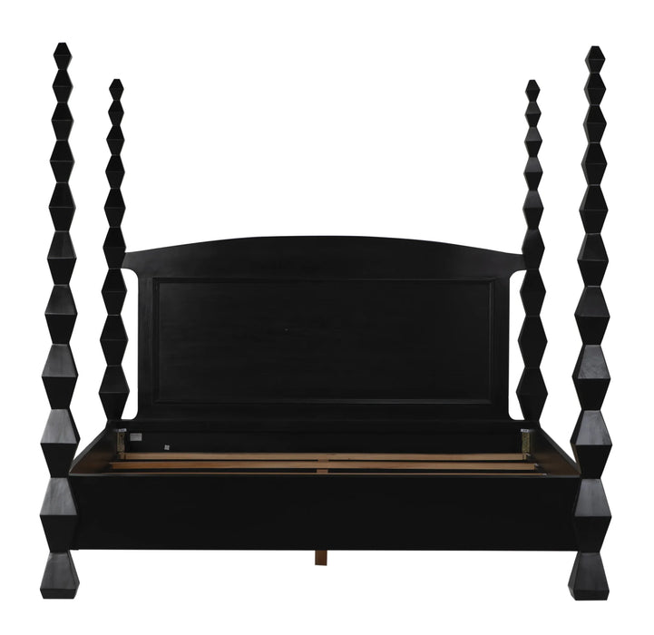 Noir Furniture - Brancusi Bed, Eastern King, Hand Rubbed Black - GBED135EKHB