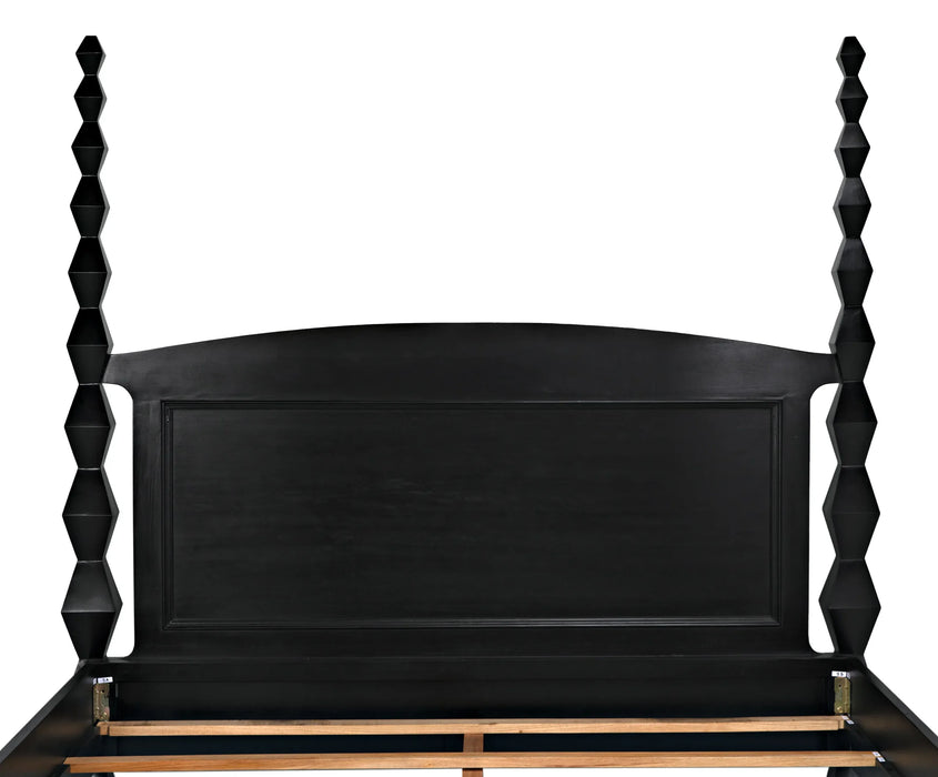Noir Furniture - Brancusi Bed, Eastern King, Hand Rubbed Black - GBED135EKHB