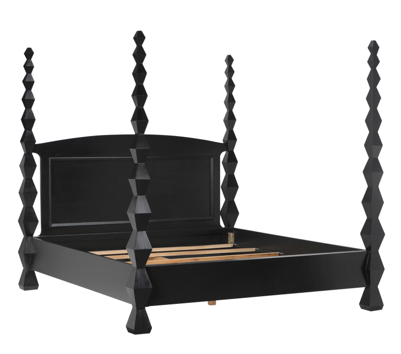 NOIR Furniture - Brancusi Bed, Queen, Hand-Rubbed Black - GBED135QHB