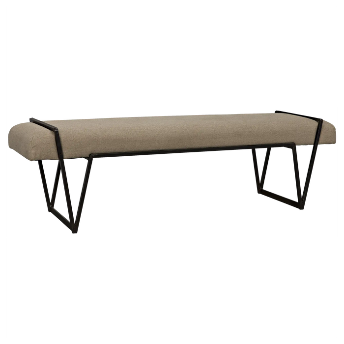 NOIR Furniture - Larkin Bench, Steel with Linen - GBEN137MTB - GreatFurnitureDeal