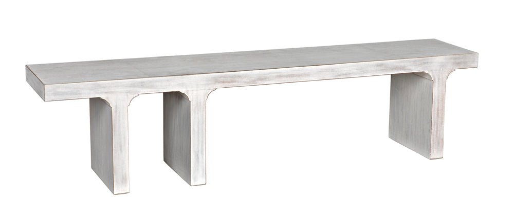 Noir Furniture - Kir Bench in White Wash - GBEN139WH - GreatFurnitureDeal