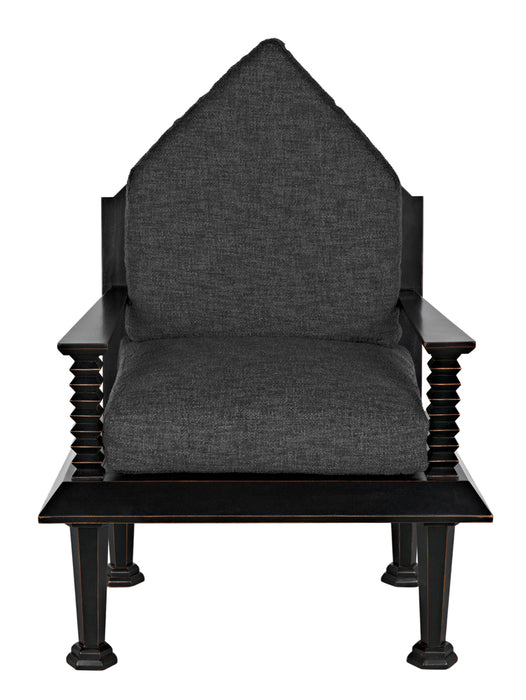 Noir Furniture - Resurrection Chair w/US Made Cushions in Hand-Rubbed Black - GCHA308-GREY - GreatFurnitureDeal