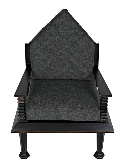 Noir Furniture - Resurrection Chair w/US Made Cushions in Hand-Rubbed Black - GCHA308-GREY - GreatFurnitureDeal