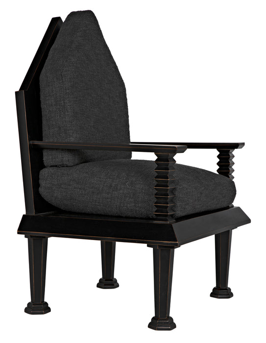 Noir Furniture - Resurrection Chair w/US Made Cushions in Hand-Rubbed Black - GCHA308-GREY - GreatFurnitureDeal