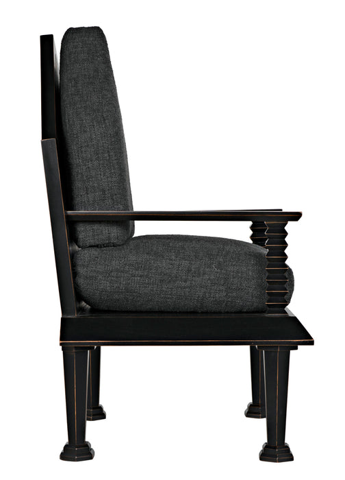 Noir Furniture - Resurrection Chair w/US Made Cushions in Hand-Rubbed Black - GCHA308-GREY - GreatFurnitureDeal