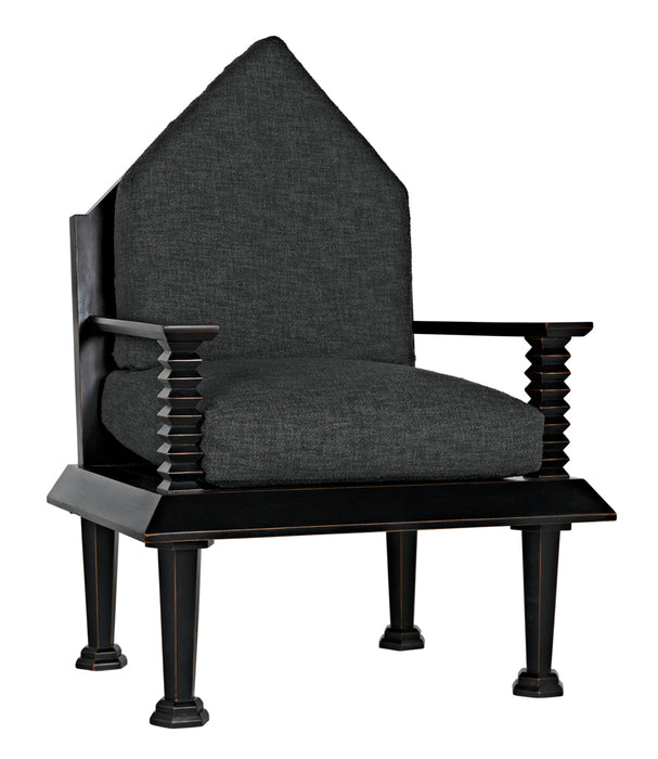 Noir Furniture - Resurrection Chair w/US Made Cushions in Hand-Rubbed Black - GCHA308-GREY - GreatFurnitureDeal