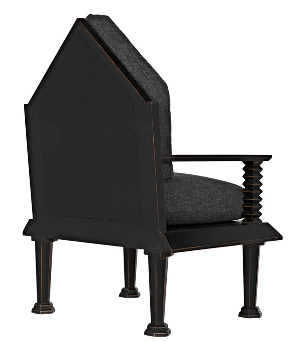 Noir Furniture - Resurrection Chair w/US Made Cushions in Hand-Rubbed Black - GCHA308-GREY - GreatFurnitureDeal