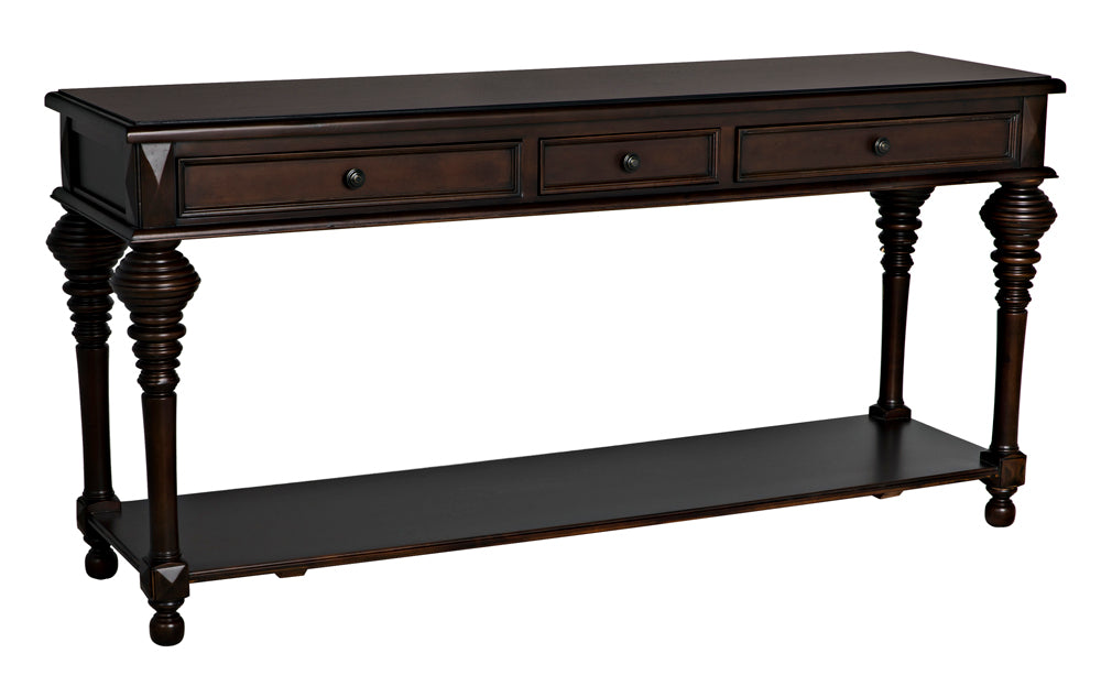 Noir Furniture - Colonial Large Sofa Table in Distressed Brown - GCON102D - GreatFurnitureDeal