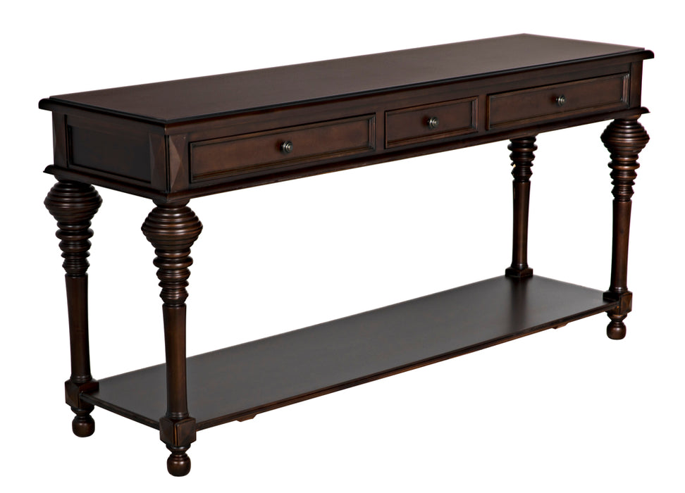 Noir Furniture - Colonial Large Sofa Table in Distressed Brown - GCON102D - GreatFurnitureDeal